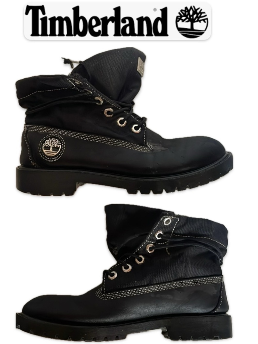 Timberland Premium Black Leather Waterproof Boots Mens 6 Fits 7 Unisex